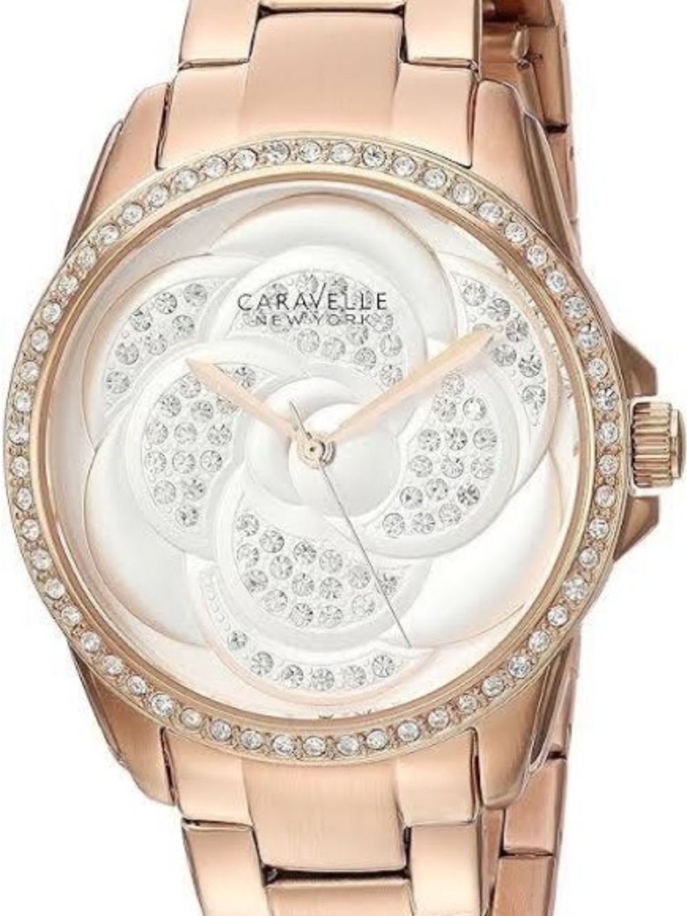 Caravelle New York Women's 44L233 Swarovski Crystal Rose Gold-Tone Watch